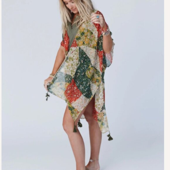 Three Bird Nest - Garden Fairy Floral Kimono - NWOT O/S - Picture 1 of 4